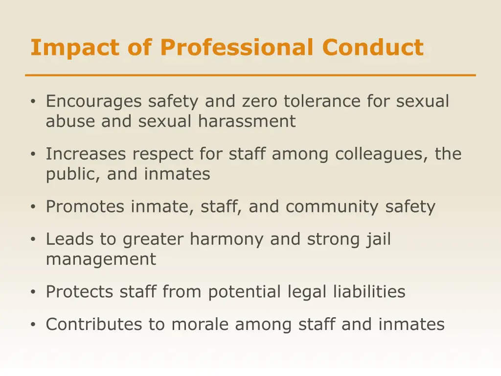 impact of professional conduct