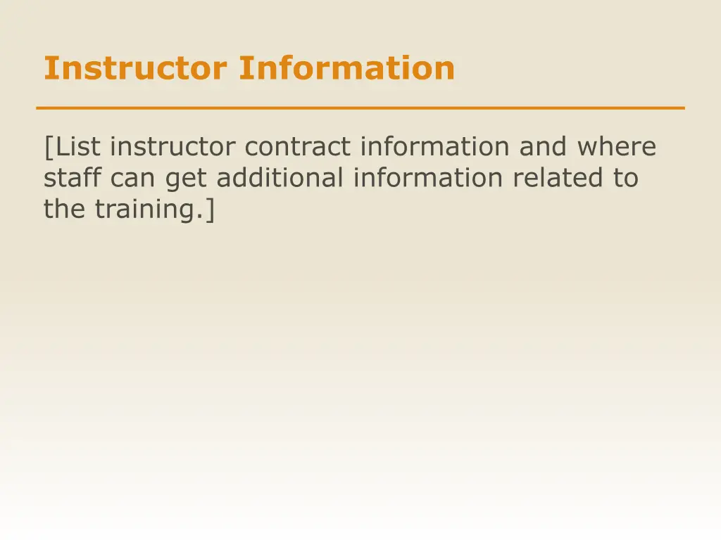 instructor information