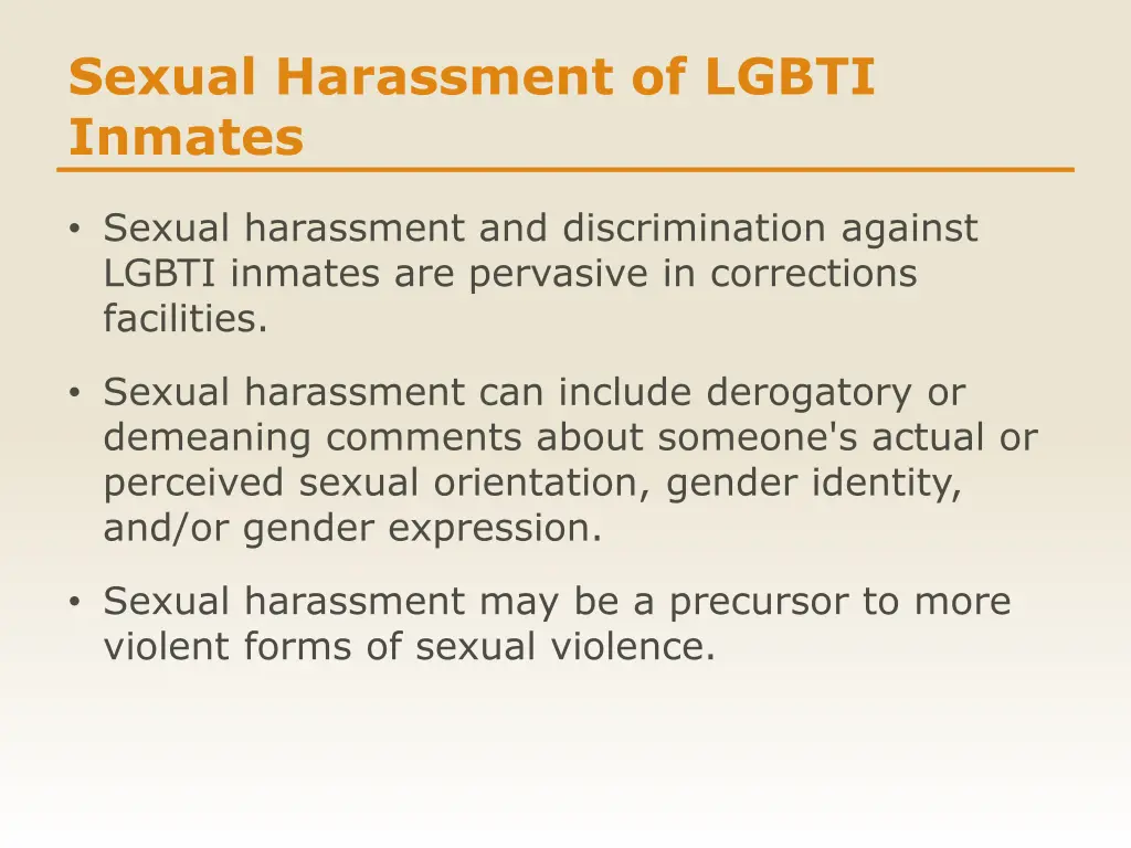 sexual harassment of lgbti inmates