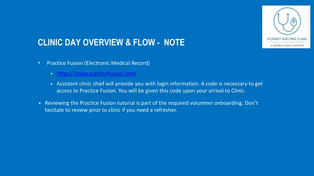 clinic day overview flow note