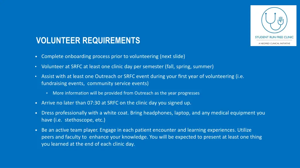 volunteer requirements