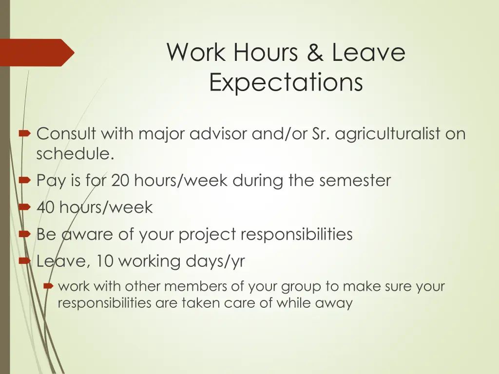 work hours leave expectations