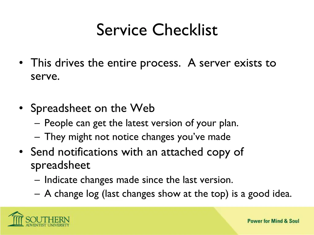 service checklist