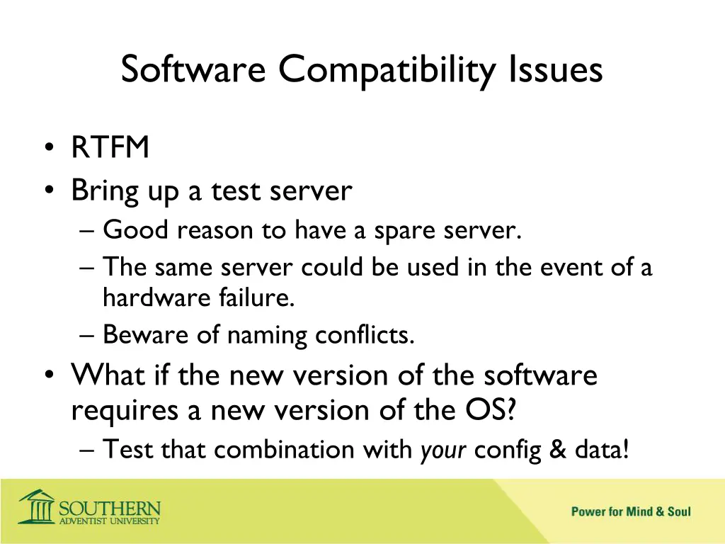 software compatibility issues