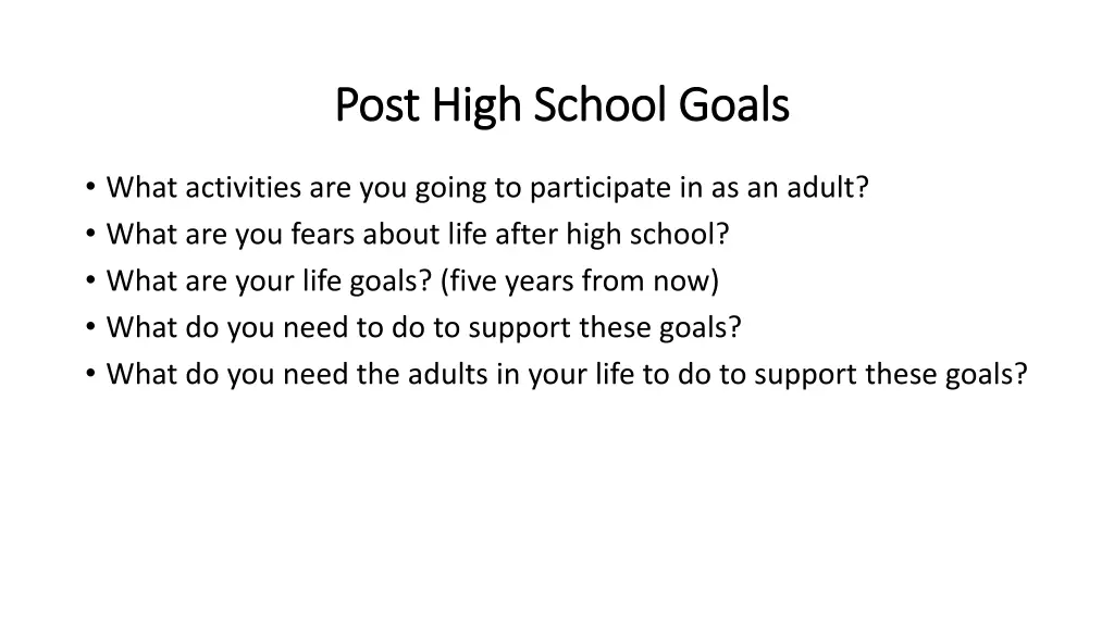 post high school goals post high school goals