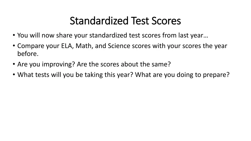 standardized test scores standardized test scores