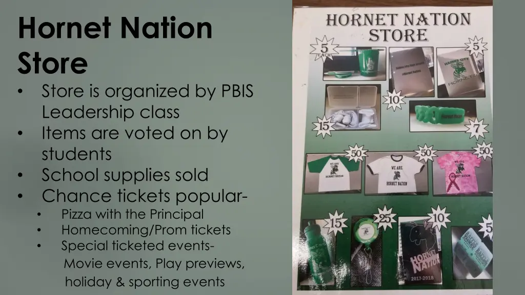 hornet nation store store is organized by pbis