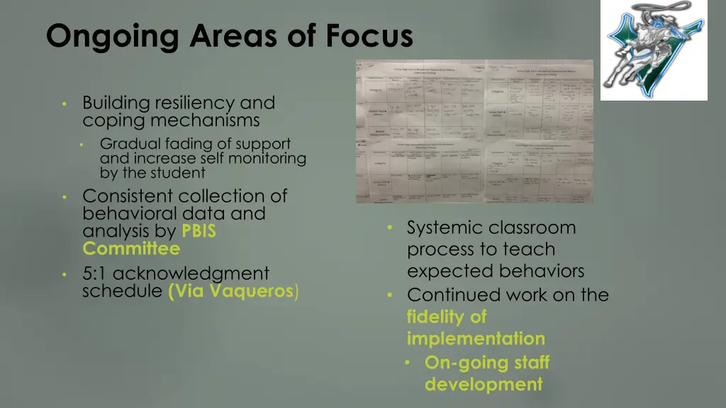 ongoing areas of focus