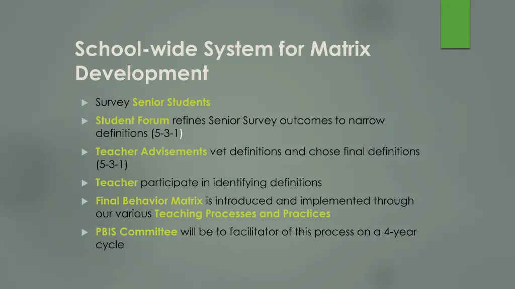 school wide system for matrix development