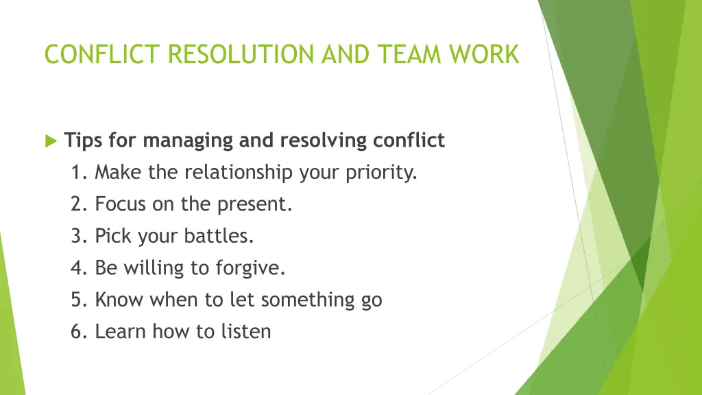 conflict resolution and team work 1