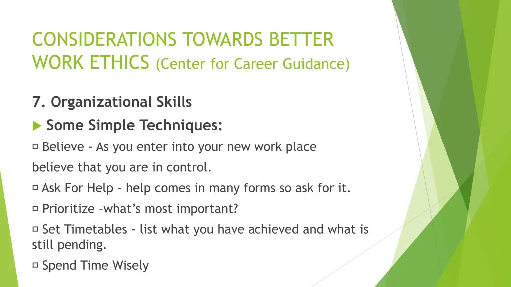 considerations towards better work ethics center 10