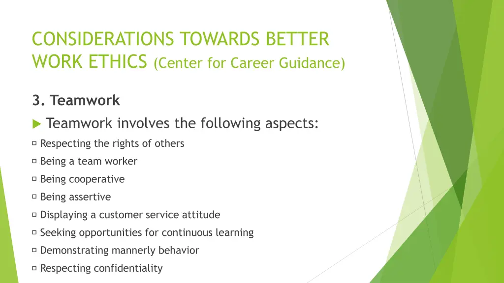 considerations towards better work ethics center 5