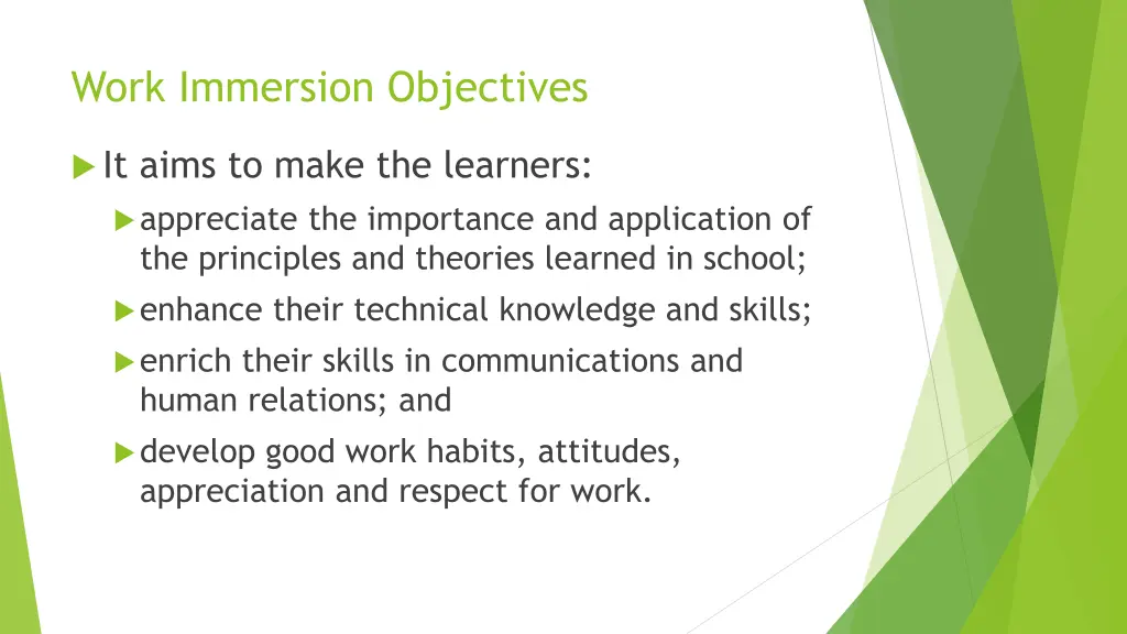 work immersion objectives 1