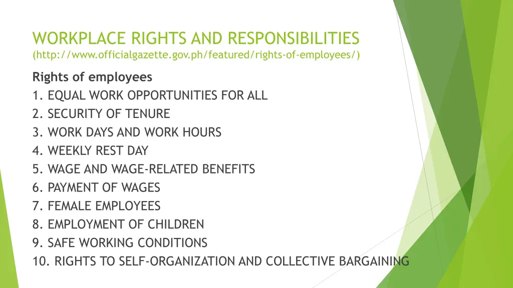 workplace rights and responsibilities http