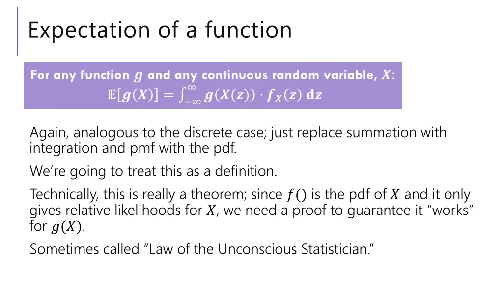 expectation of a function