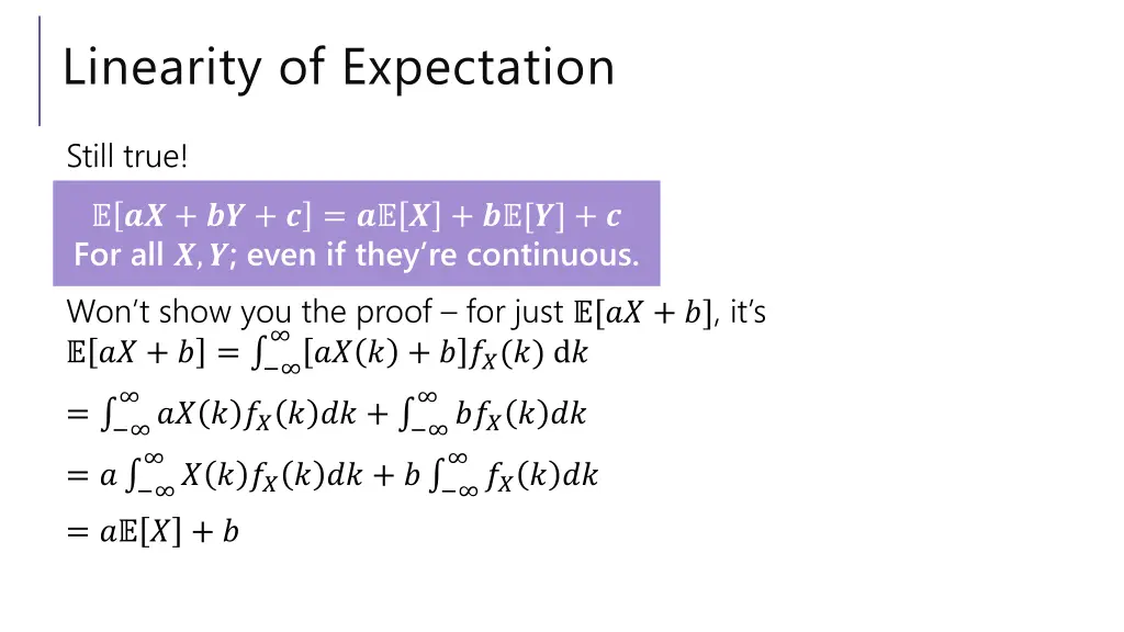 linearity of expectation