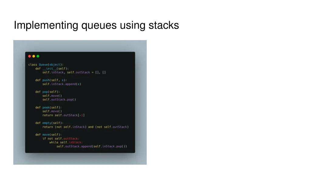 implementing queues using stacks