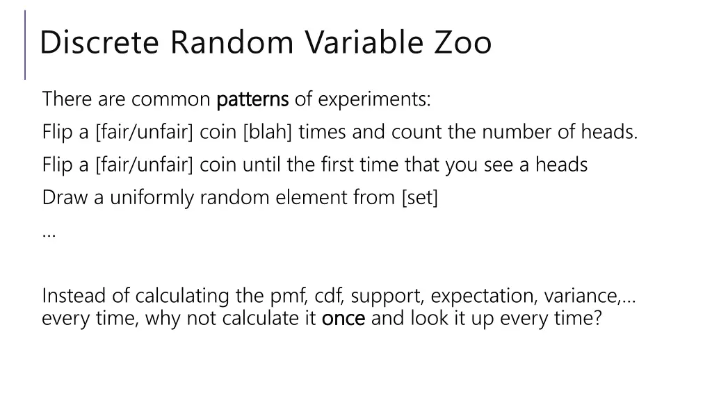 discrete random variable zoo