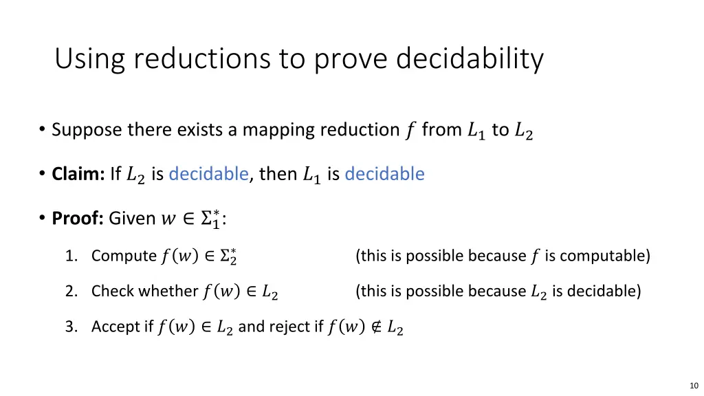 using reductions to prove decidability