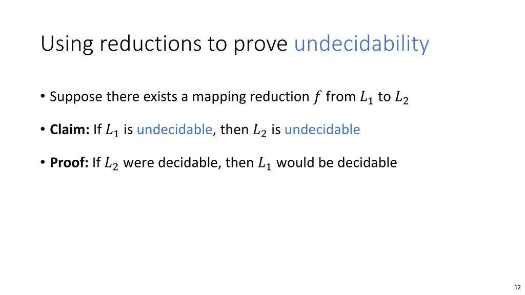 using reductions to prove undecidability