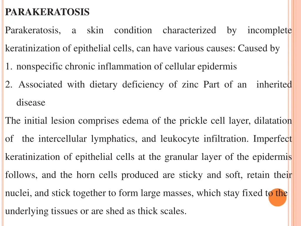 parakeratosis