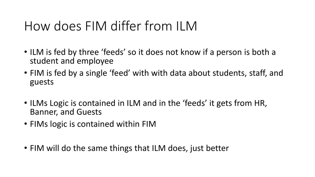 how does fim differ from ilm