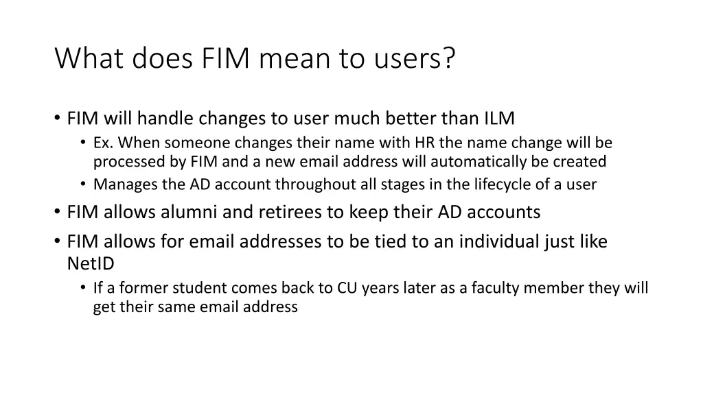 what does fim mean to users