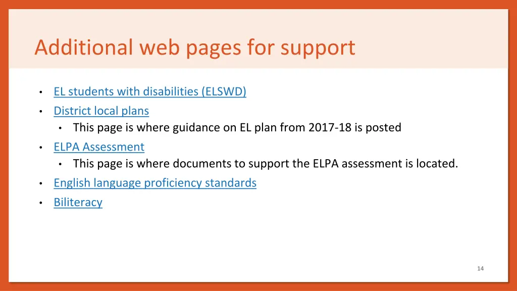 additional web pages for support