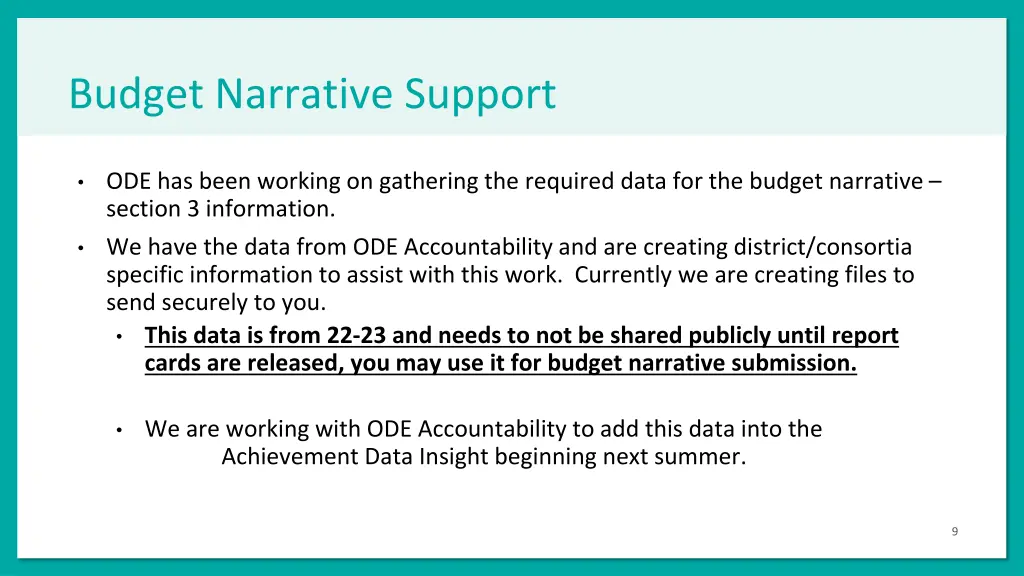 budget narrative support