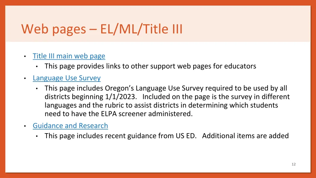 web pages el ml title iii