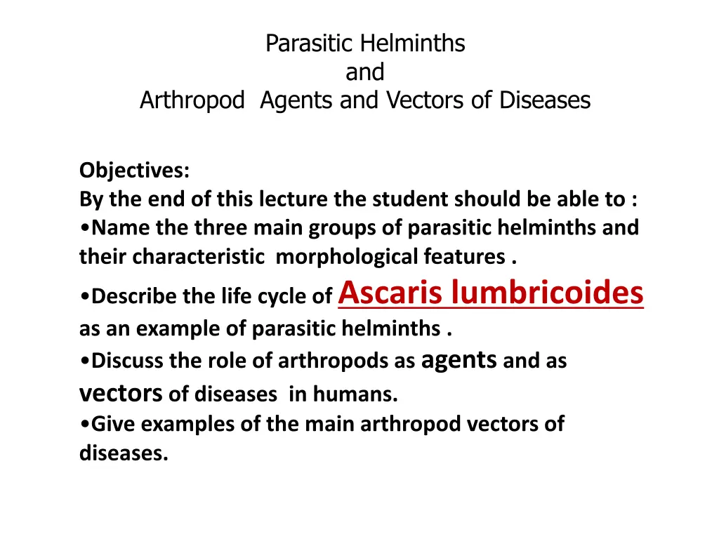 parasitic helminths and