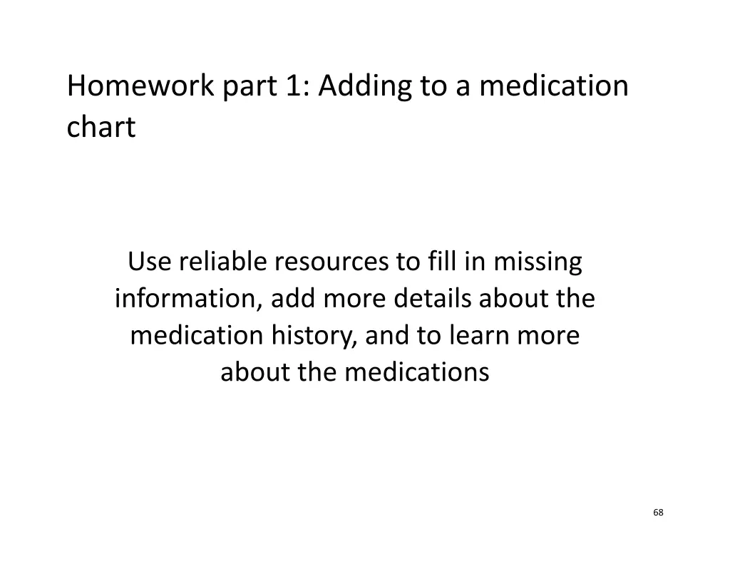 homework part 1 adding to a medication chart