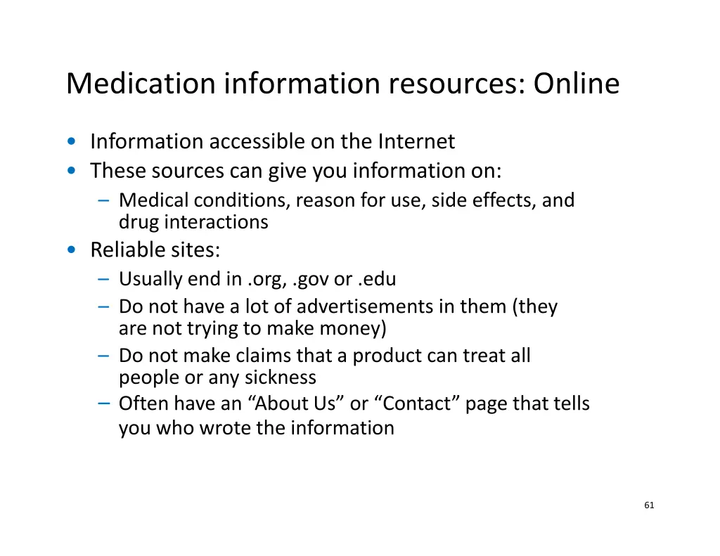 medication information resources online