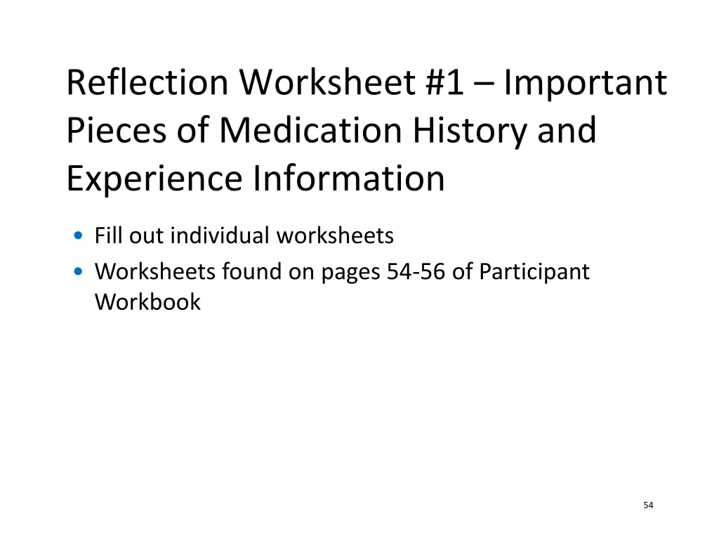 reflection worksheet 1 important pieces