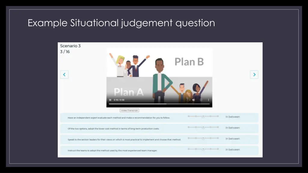 example situational judgement question