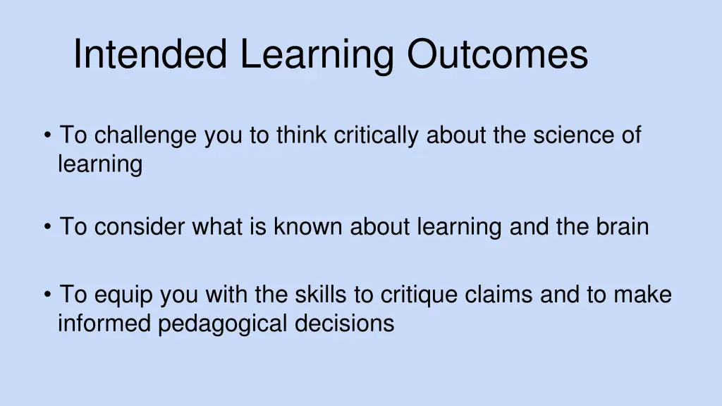 intended learning outcomes