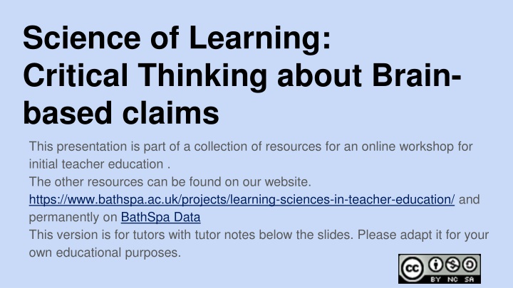 science of learning critical thinking about brain