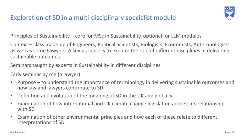 exploration of sd in a multi disciplinary