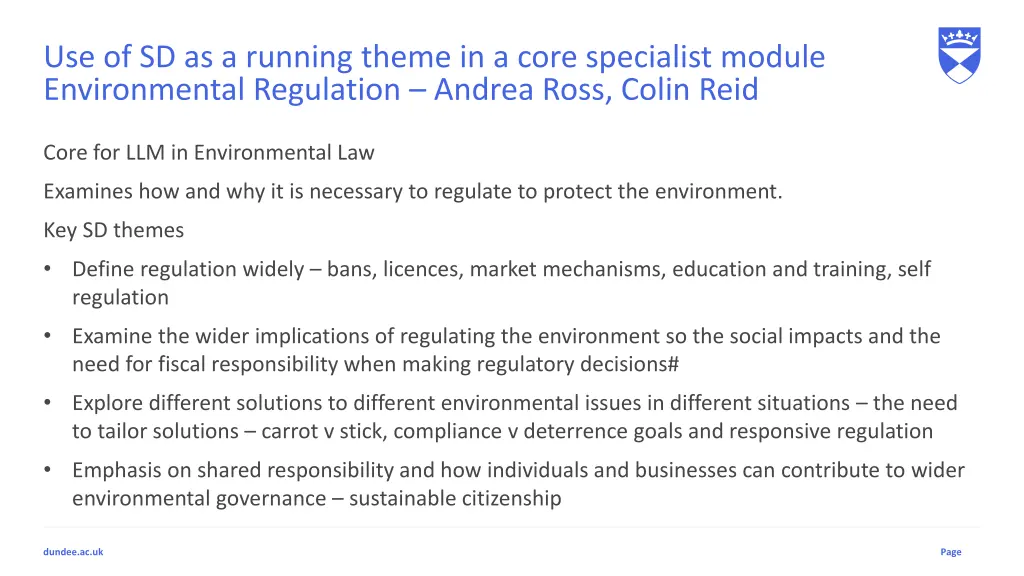 use of sd as a running theme in a core specialist