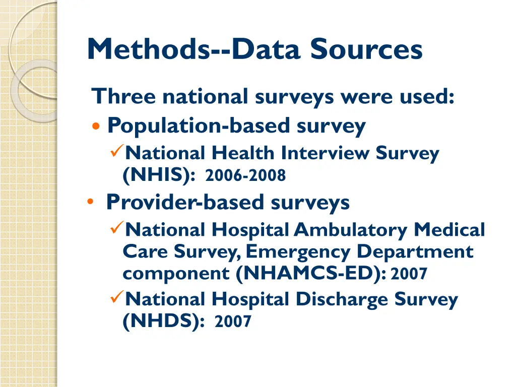 methods data sources