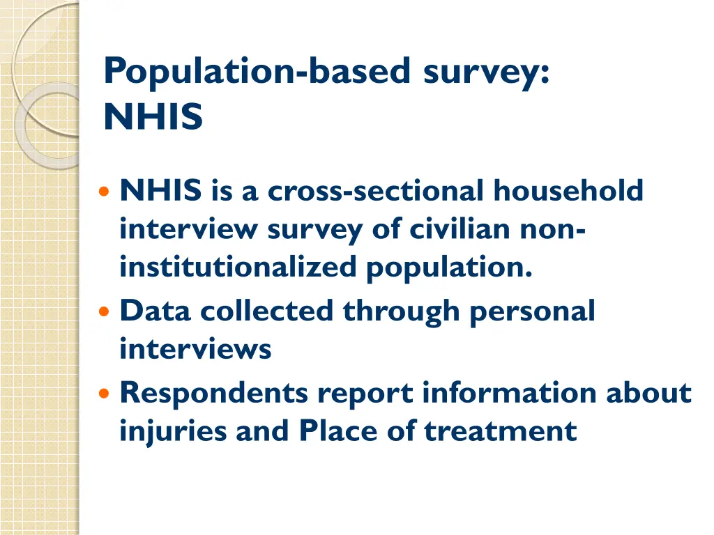 population based survey nhis