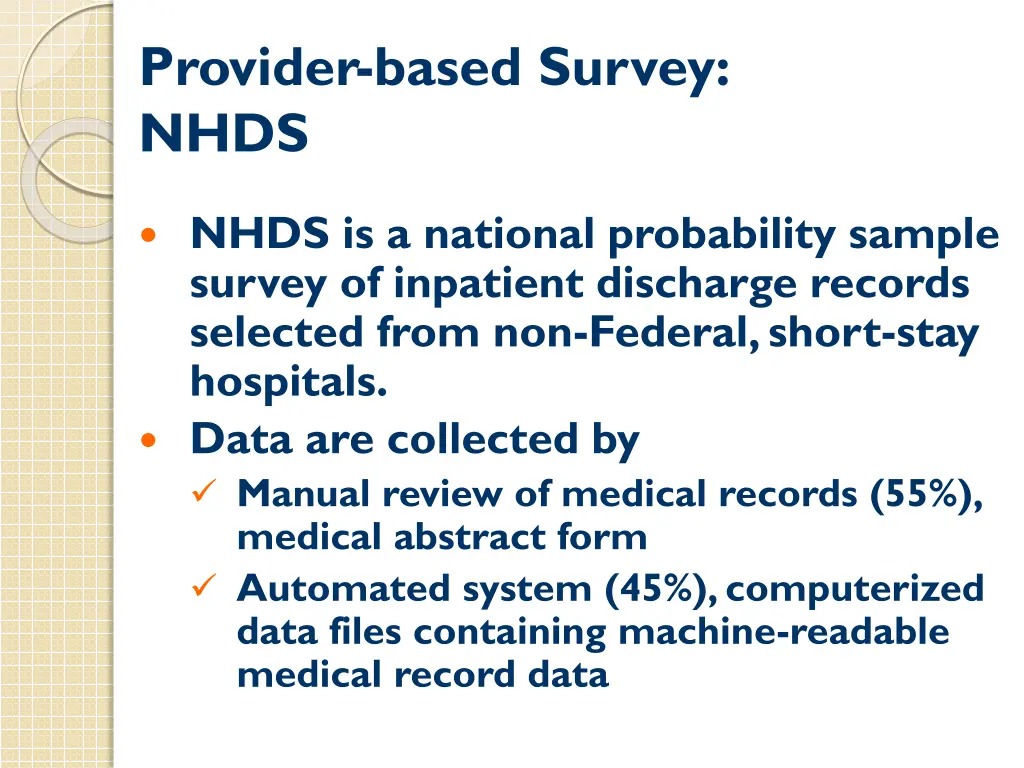 provider based survey nhds