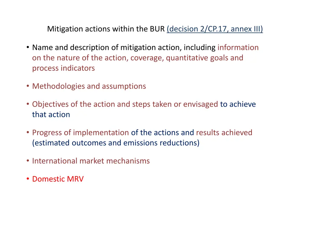 mitigation actions within the bur decision