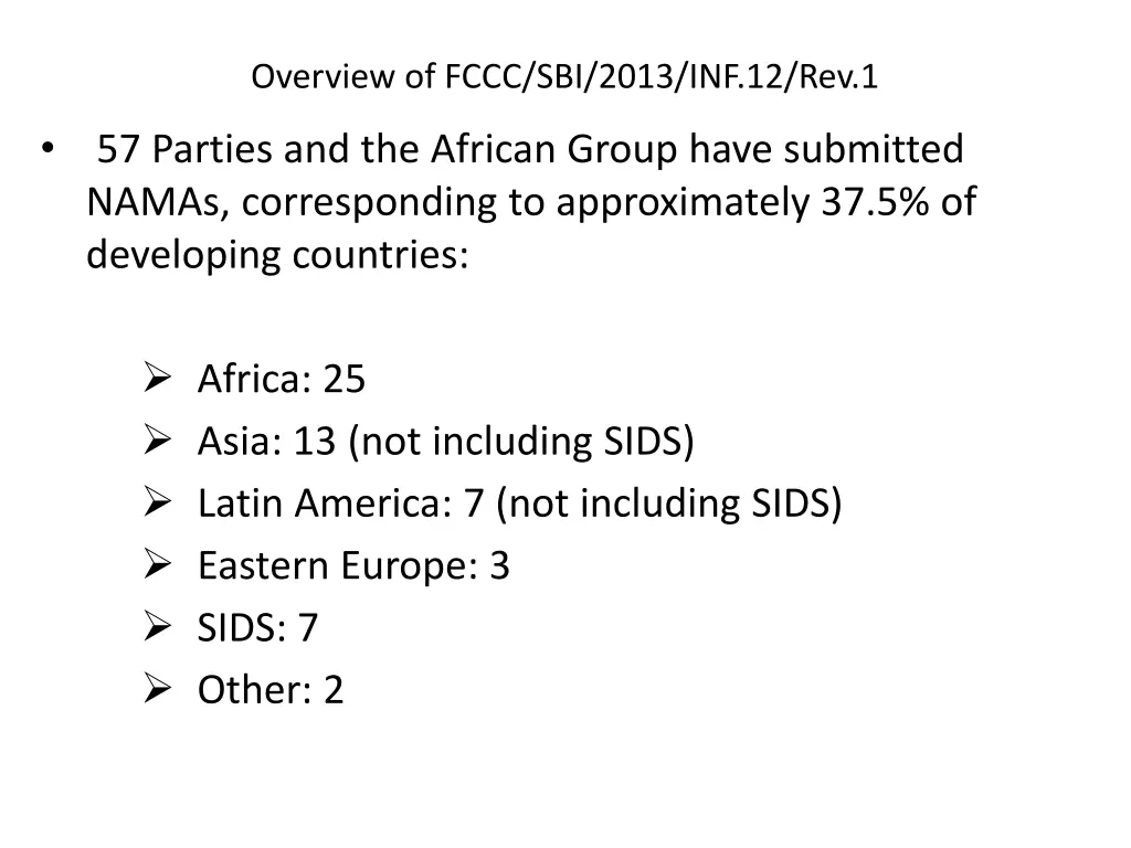 overview of fccc sbi 2013 inf 12 rev 1