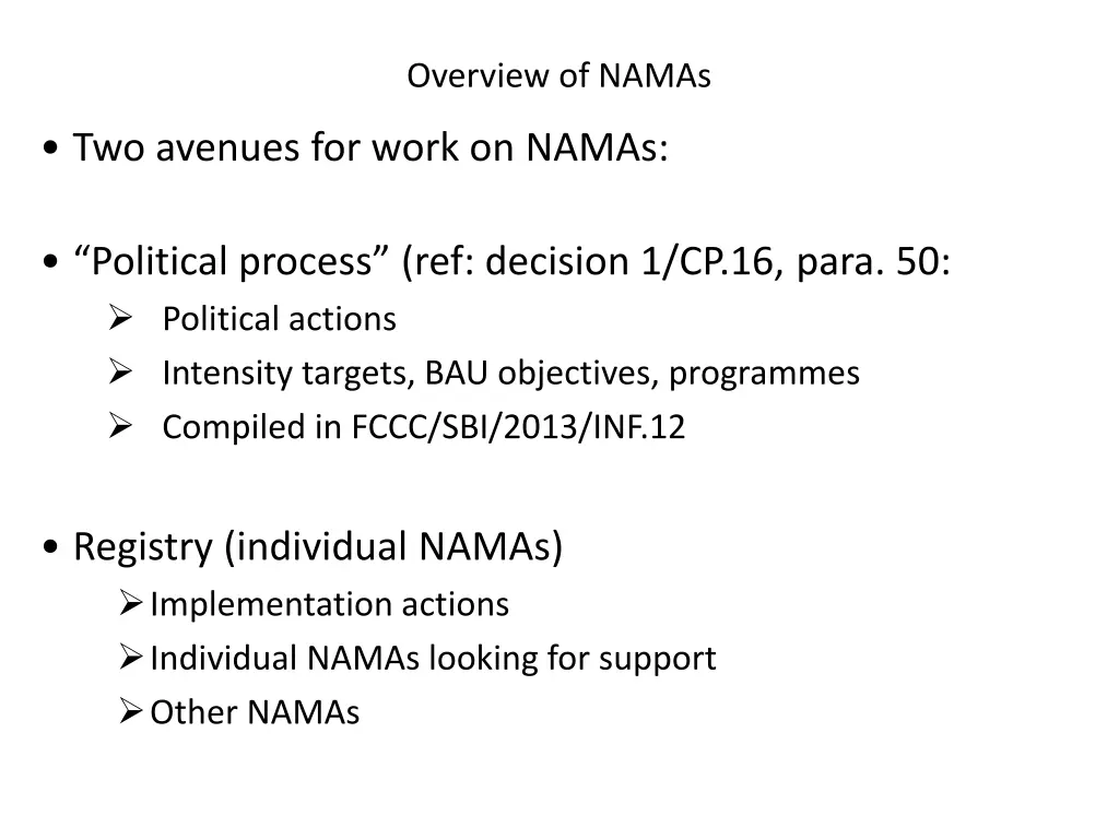 overview of namas