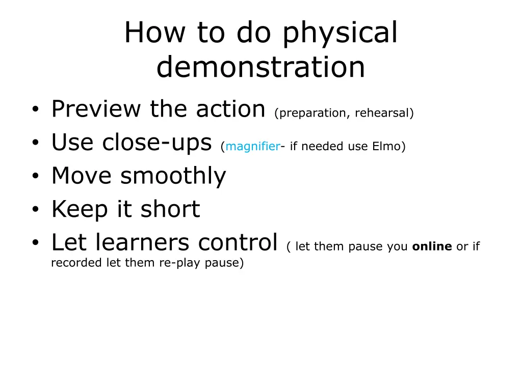 how to do physical demonstration preview