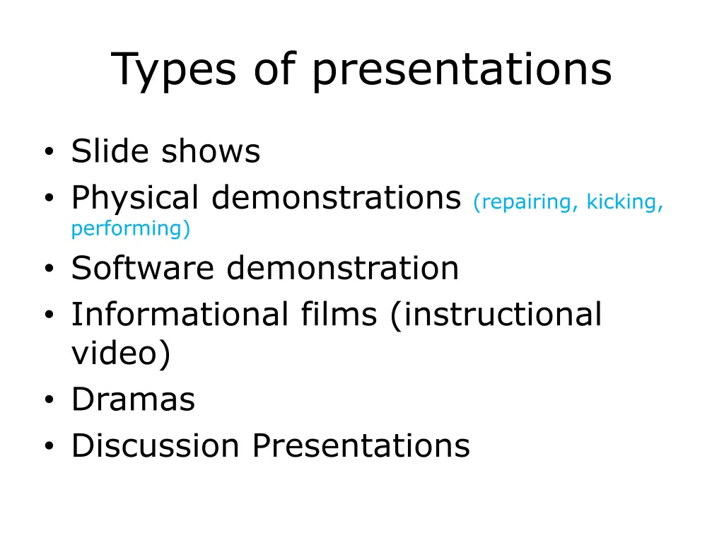 types of presentations