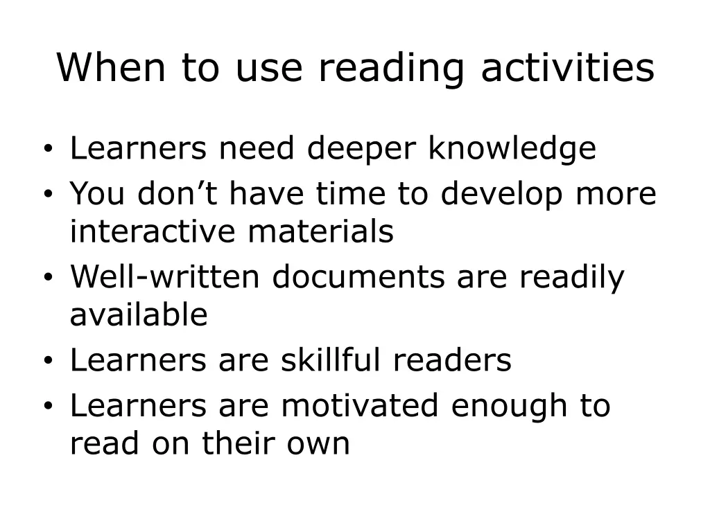 when to use reading activities