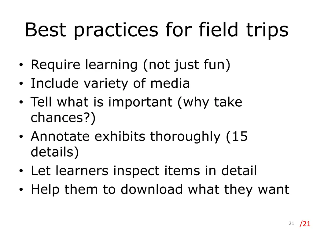 best practices for field trips