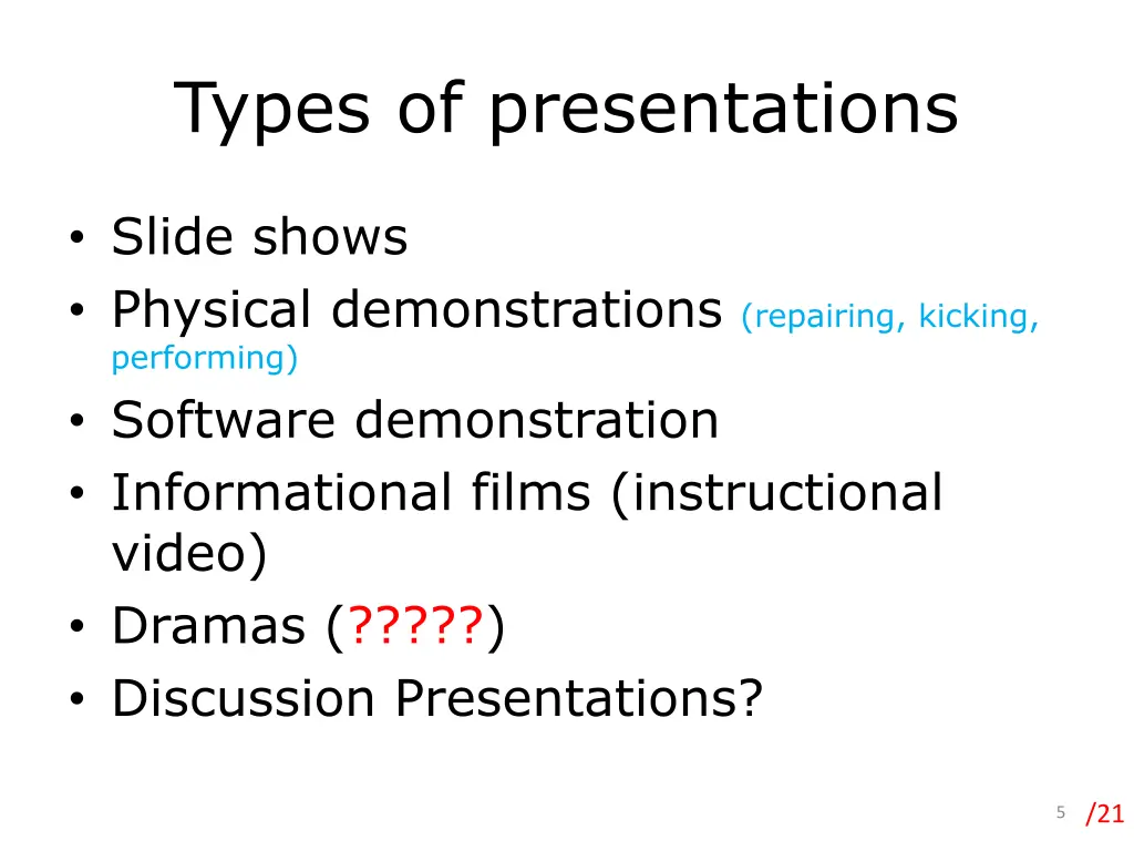 types of presentations